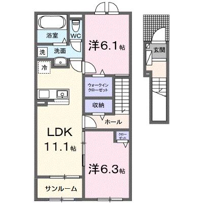 メゾン　ド　ソアレⅠ 204【管理NO：1-028436501-02040】 ★家具家電は申し込み後に搬入します★ ★2026年09月下旬入居可能★の物件画像