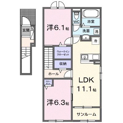 メゾン　ド　ソアレⅠ 201【管理NO：1-028436501-02010】 ★家具家電は申し込み後に搬入します 2026年08月下旬入居可能の物件画像