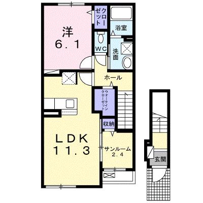 プリムローズ桜 202【管理NO：1-025676401-02020】 ★家具家電は申し込み後に搬入します★の物件画像