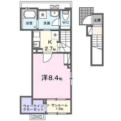 シャリオ　バシェ 201【管理NO：1-028588801-02010】 ★家具家電は申し込み後に搬入します 2026年08月下旬入居可能の物件画像