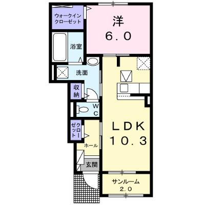 コローレ・イーリス　Ⅱ 105【管理NO：1-024558002-01040】 ★家具家電は申し込み後に搬入しますの物件画像