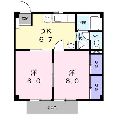 カームヒルズＫ 102【管理NO：1-003589301-01020】 ★家具家電は申し込み後に搬入しますの物件画像