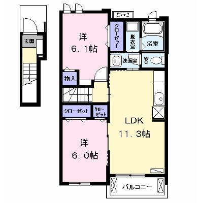 メゾン・ド・ソレーユⅡＡ 202【管理NO：1-017769501-02020】 ★家具家電は申し込み後に搬入します★の物件画像