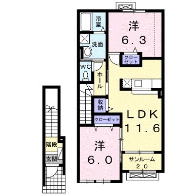グラースグリーＡ 202【管理NO：1-016117701-02020】 ★家具家電は申し込み後に搬入しますの物件画像