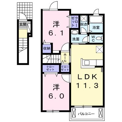 ソレイユ　Ⅱ 202【管理NO：1-020330002-02020】 ★家具家電は申し込み後に搬入します★の物件画像