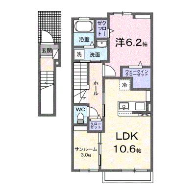 ラヴィベール．ＪＪ．Ⅱ 203【管理NO：1-027820902-02030】 ★家具家電は申し込み後に搬入します 2026年08月中旬入居可能の物件画像
