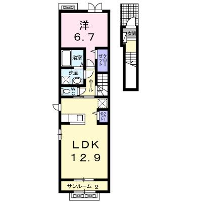 ジャルダン・デ・アンジュ 205【管理NO：1-020426501-02050】 ★家具家電は申し込み後に搬入します★ ★2026年10月中旬入居可能★の物件画像
