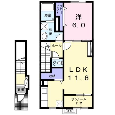 サンフラワーＢ 203【管理NO：1-022975302-02030】 ★家具家電は申し込み後に搬入します 2026年08月下旬入居可能の物件画像