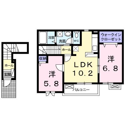 ＤＫⅡ 205【管理NO：1-021019801-02040】 ★家具家電は申し込み後に搬入します 2026年08月上旬入居可能の物件画像