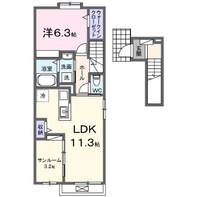 サンセールⅡ　Ａ 201【管理NO：1-027383501-02010】 ★家具家電は申し込み後に搬入しますの物件画像