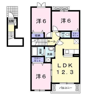プラシード勝根Ｂ 201【管理NO：1-015339502-02010】 ★家具家電は申し込み後に搬入します★の物件画像