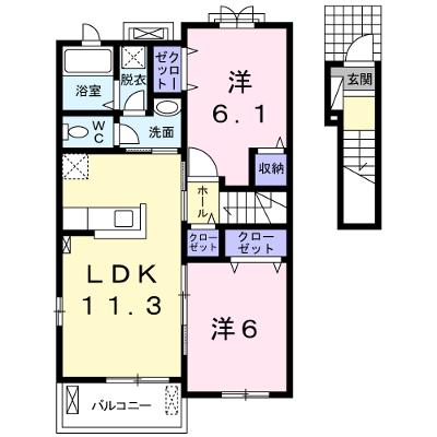 アビィ・ロ－ド　Ａ 205【管理NO：1-024523101-02050】 ★家具家電は申し込み後に搬入します★ ★2026年08月下旬入居可能★の物件画像