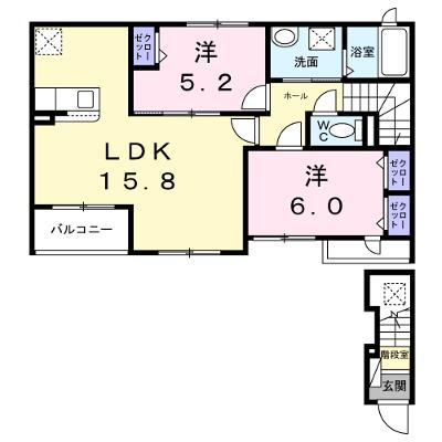 パーシモン 202【管理NO：1-028748401-02020】 ★家具家電は申し込み後に搬入します 2026年12月上旬入居可能の物件画像