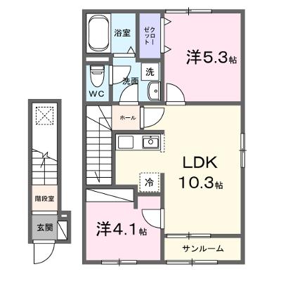 フラン　フルール　Ｂ 204【管理NO：1-028500802-02040】 ★家具家電は申し込み後に搬入します★ ★2027年01月下旬入居可能★の物件画像