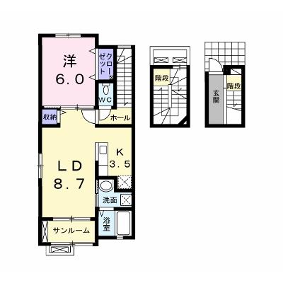 パレス　シャトンＡ 303【管理NO：1-020931001-03030】 ★家具家電は申し込み後に搬入します 2026年09月中旬入居可能の物件画像