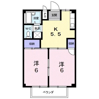 パレスインビレッヂ 2-A【管理NO：1-001738001-02010】 ★家具家電は申し込み後に搬入します★の物件画像