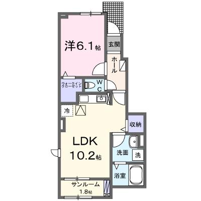 フロレゾンＣ 105【管理NO：1-028500903-01040】 ★家具家電は申し込み後に搬入します★ ★2026年12月中旬入居可能★の物件画像