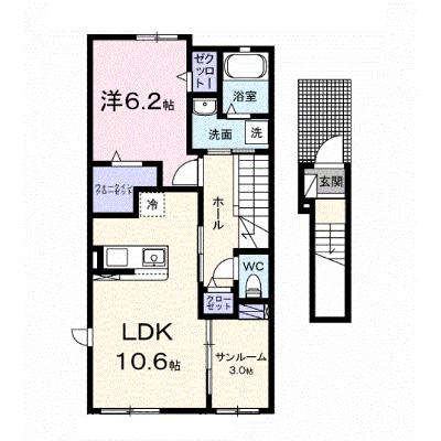 フロレゾンＢ 205【管理NO：1-028500902-02040】 ★家具家電は申し込み後に搬入します★ ★2026年12月中旬入居可能★の物件画像