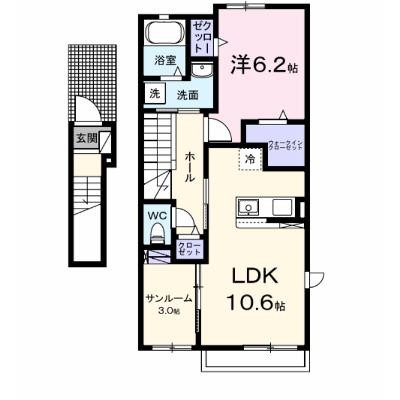 ルチェリデＢ 201【管理NO：1-028396902-02010】 ★家具家電は申し込み後に搬入します★ ★2026年12月下旬入居可能★の物件画像
