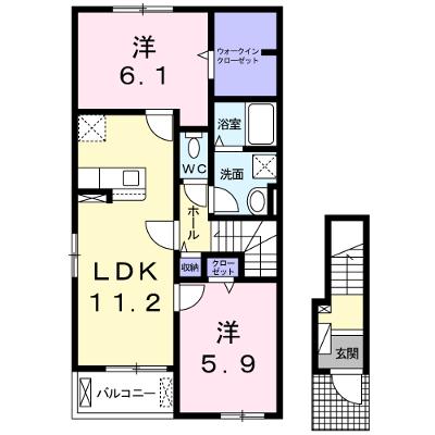 ラフレシール　Ⅱ 201【管理NO：1-024920702-02010】 ★家具家電は申し込み後に搬入します 2026年09月中旬入居可能の物件画像