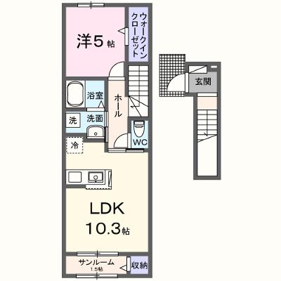 サンプリズムⅡ 205【管理NO：1-027534201-02050】 ★家具家電は申し込み後に搬入します★ ★2026年08月下旬入居可能★の物件画像