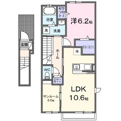 エレガンテ　フィールドⅢ 201【管理NO：1-027651701-02010】 ★家具家電は申し込み後に搬入します★ ★2026年09月中旬入居可能★の物件画像