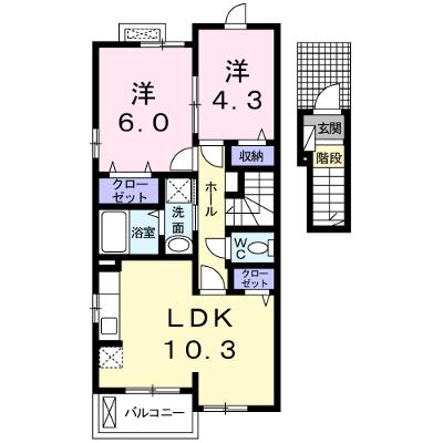 エスポワールＢ 203【管理NO：1-021492502-02030】 ★家具家電は申し込み後に搬入します★の物件画像
