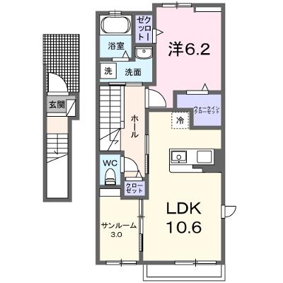 カーサ・フォーリスト 201【管理NO：1-027383401-02010】 ★家具家電は申し込み後に搬入します 2026年08月下旬入居可能の物件画像