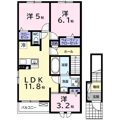 ラポールⅣ 201【管理NO：1-027673802-02010】 ★家具家電は申し込み後に搬入します★ ★2026年09月中旬入居可能★の物件画像