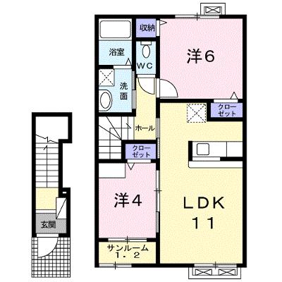 サニーハウスⅡ 202【管理NO：1-018367502-02020】 ★家具家電は申し込み後に搬入します★の物件画像