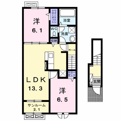 ラーゴム　Ⅱ 202【管理NO：1-027664002-02020】 ★家具家電は申し込み後に搬入します 2026年09月中旬入居可能の物件画像