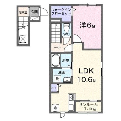 ミニョン　フロル　Ａ 201【管理NO：1-028577401-02010】 ★家具家電は申し込み後に搬入します★ ★2026年10月上旬入居可能★の物件画像