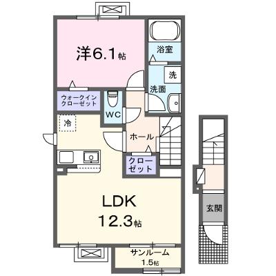 ボン・クールⅣ 201【管理NO：1-028515201-02010】 ★家具家電は申し込み後に搬入します★ ★2027年01月下旬入居可能★の物件画像