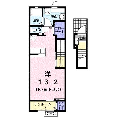 カルムＳ 204【管理NO：1-024387201-02040】 ★家具家電は申し込み後に搬入します★ ★2026年09月中旬入居可能★の物件画像