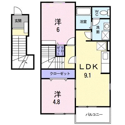 オアシスＢ 201【管理NO：1-014246802-02010】 ★家具家電は申し込み後に搬入します★ ★2026年10月中旬入居可能★の物件画像