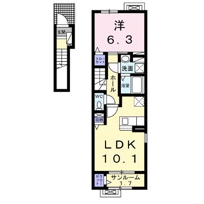 ヒカルサ高岡角イースト 201【管理NO：1-027529601-02010】 ★家具家電は申し込み後に搬入します★の物件画像