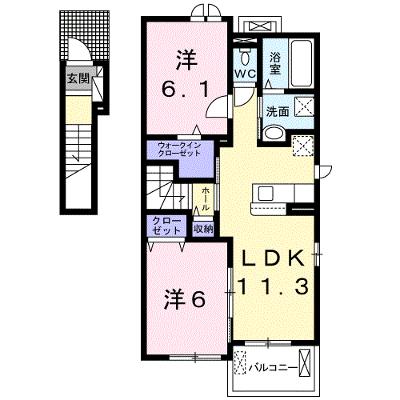 ウルビーノ　Ⅰ 201【管理NO：1-025536801-02010】 ★家具家電は申し込み後に搬入します★の物件画像