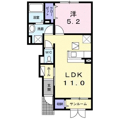 エスプランドルＡ 104【管理NO：1-024926901-01040】 ★家具家電は申し込み後に搬入します★ ★2026年10月上旬入居可能★の物件画像