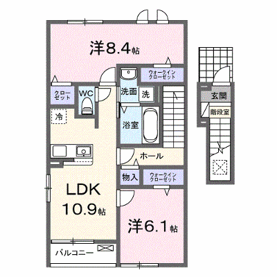 ディアマン・ノワールＡ 203【管理NO：1-028849601-02030】 ★家具家電は申し込み後に搬入します★ ★2026年12月上旬入居可能★の物件画像