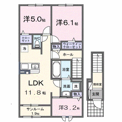 ハッピーフィールド　なのはな館 202【管理NO：1-028595401-02020】 ★家具家電は申し込み後に搬入します★ ★2026年12月上旬入居可能★の物件画像