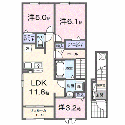 ハッピーフィールド　なのはな館 201【管理NO：1-028595401-02010】 ★家具家電は申し込み後に搬入します★ ★2026年12月上旬入居可能★の物件画像