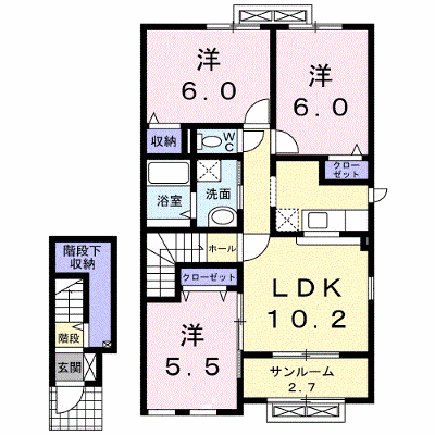 グロワールパレスＢ 202【管理NO：1-019927202-02020】 ★家具家電は申し込み後に搬入します 2026年09月上旬入居可能の物件画像