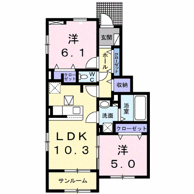 ニューライフ２１　Ｃ 104【管理NO：1-026567803-01040】 ★家具家電は申し込み後に搬入します★の物件画像