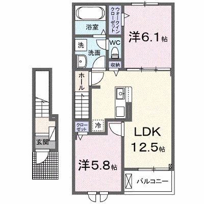 ジェルメメゾン　Ⅱ 202【管理NO：1-027196202-02020】 ★家具家電は申し込み後に搬入します★の物件画像