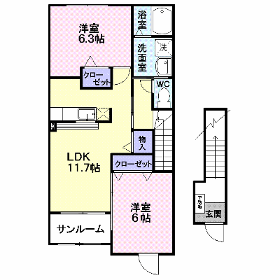 アンソレイエ・ノール 203【管理NO：1-016215301-02030】 ★家具家電は申し込み後に搬入します★の物件画像