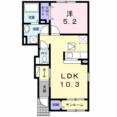 クロッシングⅡＢ 102【管理NO：1-018030402-01020】 ★家具家電は申し込み後に搬入します★ ★2026年09月下旬入居可能★の物件画像