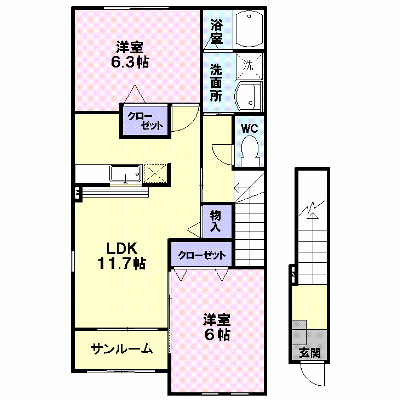 ラ・フルールＢ 201【管理NO：1-015233302-02010】 ★家具家電は申し込み後に搬入します★ ★2026年09月上旬入居可能★の物件画像