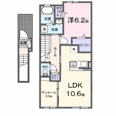 セリーノ・Ｋ 201【管理NO：1-027630201-02010】 ★家具家電は申し込み後に搬入します★ ★2026年10月上旬入居可能★の物件画像