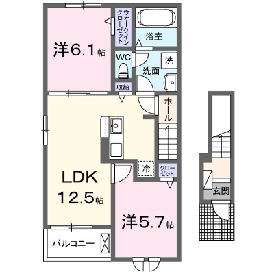 アレグロ 201【管理NO：1-028748201-02010】 ★家具家電は申し込み後に搬入します★ ★2026年12月上旬入居可能★の物件画像