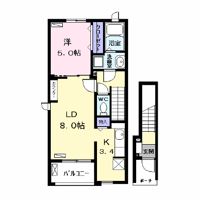 シャトル朝日 201【管理NO：1-023818001-02010】 ★家具家電は申し込み後に搬入します★ ★2026年08月下旬入居可能★の物件画像